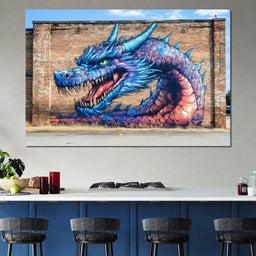 Street Art - Dragon's Fiery Majesty - NicheCanvas