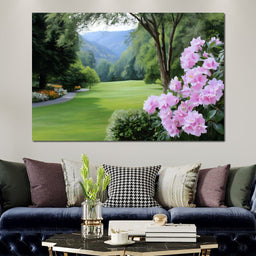 Verdant Meadow's Floral Embrace - NicheCanvas