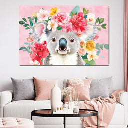 Floral Harmony with Koala - NicheCanvas