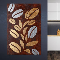 Golden Coffee Beans Botanical Flow - NicheCanvas