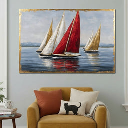 Bold Regatta On Open Water - NicheCanvas