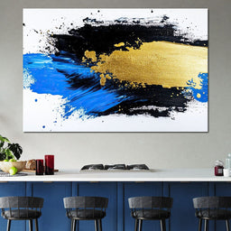 Golden Horizon Brushstroke Fusion - NicheCanvas