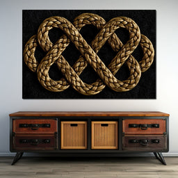 Eternal Braided Path of Golden Fibers - NicheCanvas