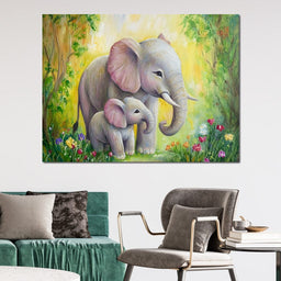 Elephant Stroll Through Blossoms - NicheCanvas