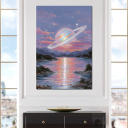 Celestial Saturn Over Waters - NicheCanvas