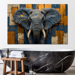 Elephant Majesty Patchwork Elegance - NicheCanvas
