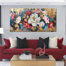 Golden Royal Flowers 01 - Wildrose Creations - NicheCanvas