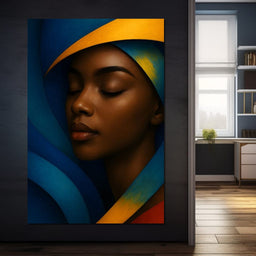 Radiant Silence Blue Gold Muse - NicheCanvas