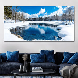 Crystal Winter Lake Reflections - NicheCanvas