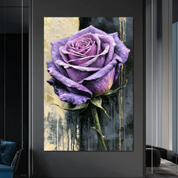 Midnight Petals Against Gilded Shadows - NicheCanvas
