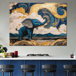 Elephant in Golden Clouds Majesty - NicheCanvas