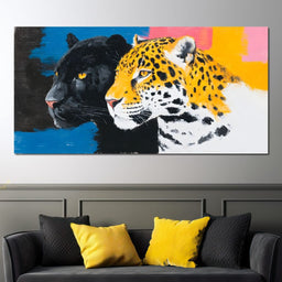 Dual Leopard Heads Pop Painting - NicheCanvas