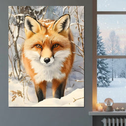 Winter Fox Glance of Quiet Wild - NicheCanvas