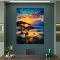 Kilimanjaro Dawn Elephant Path - NicheCanvas