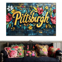 Floral Pittsburgh - NicheCanvas