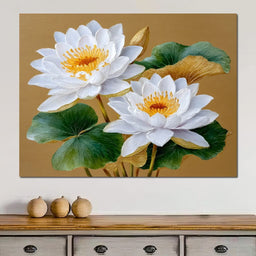 Radiant Lotus Golden Elegance - NicheCanvas