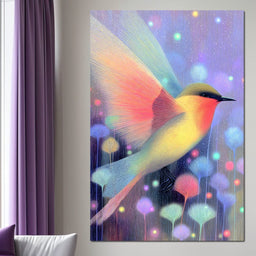 Luminous Bird of Starlit Garden - NicheCanvas