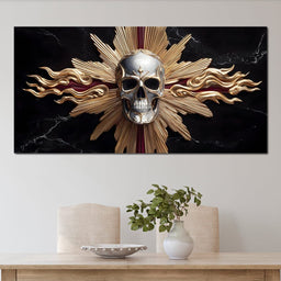 Radiant Skull of Golden Flame - NicheCanvas
