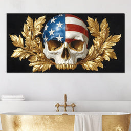 Patriot Skull Gold Laurel Glory - NicheCanvas
