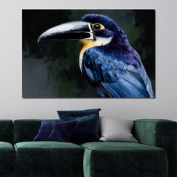 Electric Blue Toucan Portrait - NicheCanvas