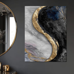 Gilded Moonstone Abstract Flow - NicheCanvas