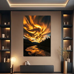 Golden Skies Over River Glow - NicheCanvas