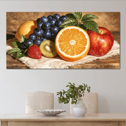Harvest Bounty On Linen Tablecloth - NicheCanvas