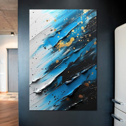 Sapphire Strokes Gold Specks 1 - NicheCanvas