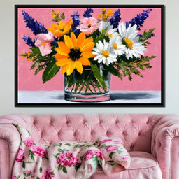 Pink Bouquet Sunflower Daisies - NicheCanvas