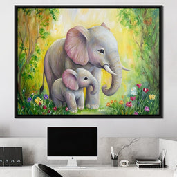 Elephant Stroll Through Blossoms - NicheCanvas