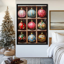 Vintage Christmas Ornaments Grid - NicheCanvas