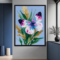 Pastel Butterfly Golden Foliage - NicheCanvas