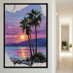 Palm Silhouettes Sunset Sky - NicheCanvas