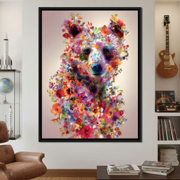 Floral Bear Wild Garden Portrait - NicheCanvas