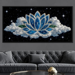 Celestial Lotus over Starlit Cloud - NicheCanvas