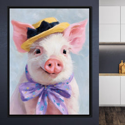 Charming Piglet With Sun Hat - NicheCanvas