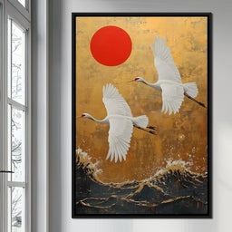 Golden Flight Over Waves - NicheCanvas