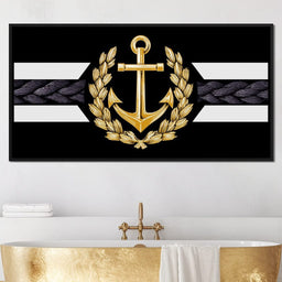 Golden Anchor Laurel Emblem - NicheCanvas