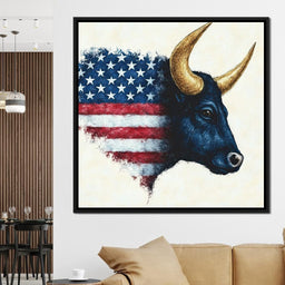 Patriotic Majestic Bull Symbol - NicheCanvas
