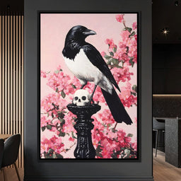 Raven on Blooming Stand - NicheCanvas