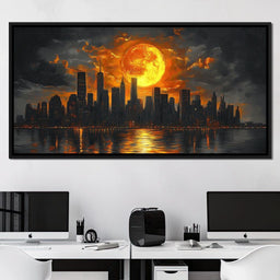 Golden Cityscape Nocturne - NicheCanvas