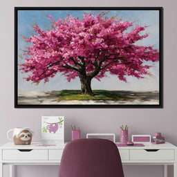 Pink Blossom Tree Oil Painting - NicheCanvas
