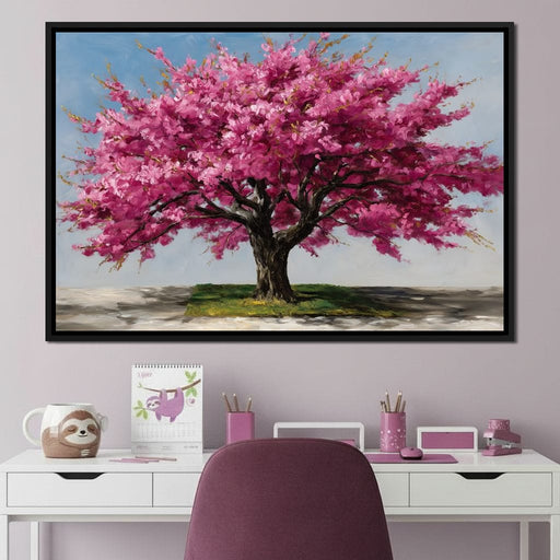 Pink Blossom Tree Oil Painting Canvas Print
