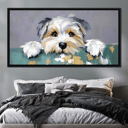 Puppy Yorkshire Eyes Peeking - NicheCanvas