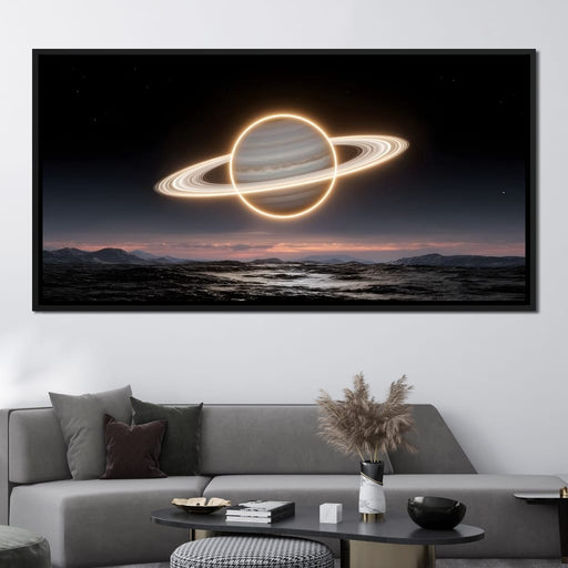 Luminous Saturn Over Alien Sea Canvas Print