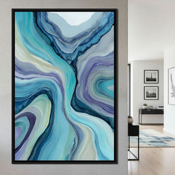Teal Ocean Geode Layers Flow - NicheCanvas