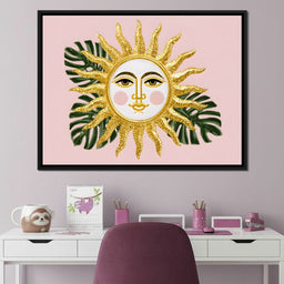 Golden Sunface Tropical Glow - NicheCanvas