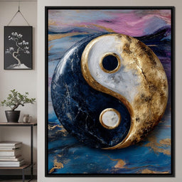Golden Yin Yang Balance Flow - NicheCanvas