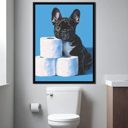 Frenchie Guarding Toilet Rolls - NicheCanvas