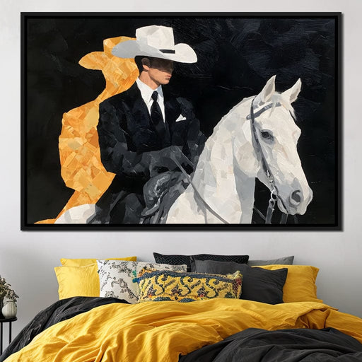 Elegant Cowboy On Ivory Steed Canvas Print